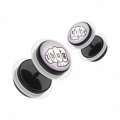Thug Life Acrylic Fake Plug with O-Rings-WildKlass Jewelry