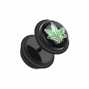Pot Leaf Acrylic Fake Plug with O-Rings-WildKlass Jewelry