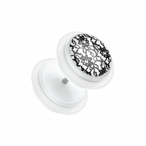 Jamestown Print Acrylic Fake Plug with O-Rings-WildKlass Jewelry