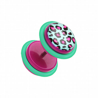 Retro Leopard Acrylic Fake Plug with O-Rings-WildKlass Jewelry