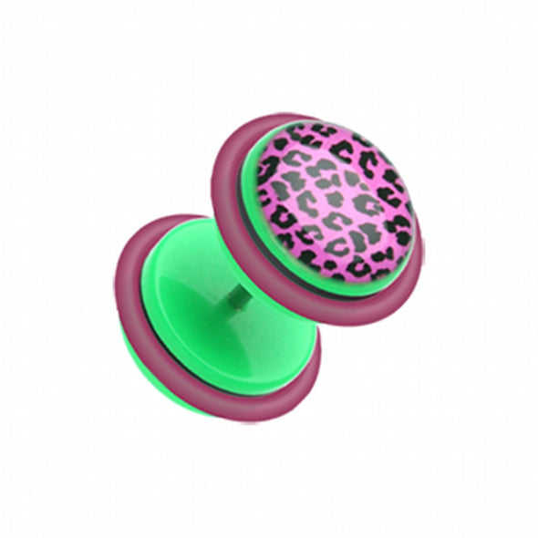 Purple Leopard Acrylic Fake Plug with O-Rings-WildKlass Jewelry