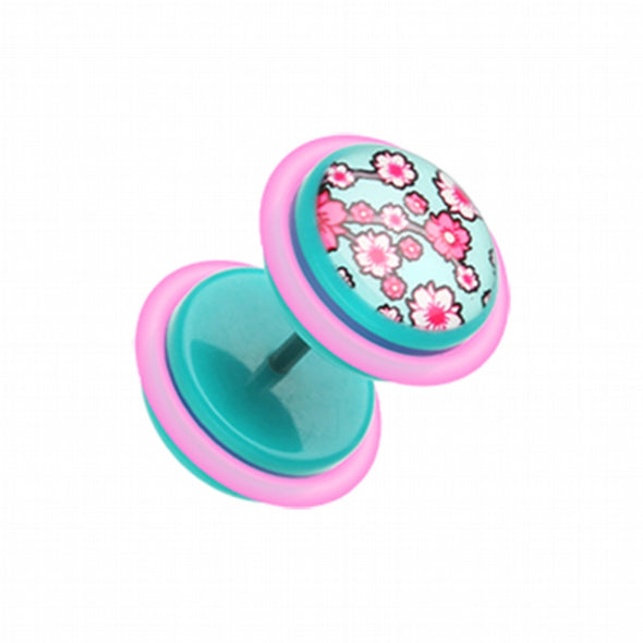 Sweet Sakura Acrylic Fake Plug with O-Rings-WildKlass Jewelry