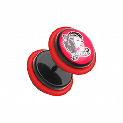 Poison Pin-up Girl Acrylic Fake Plug with O-Rings-WildKlass Jewelry
