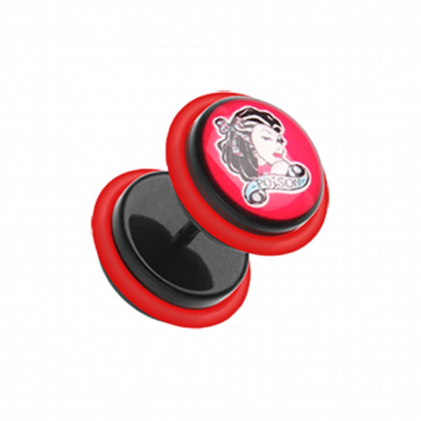 Poison Pin-up Girl Acrylic Fake Plug with O-Rings-WildKlass Jewelry