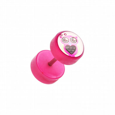 Pink Owl Acrylic Fake Plug-WildKlass Jewelry