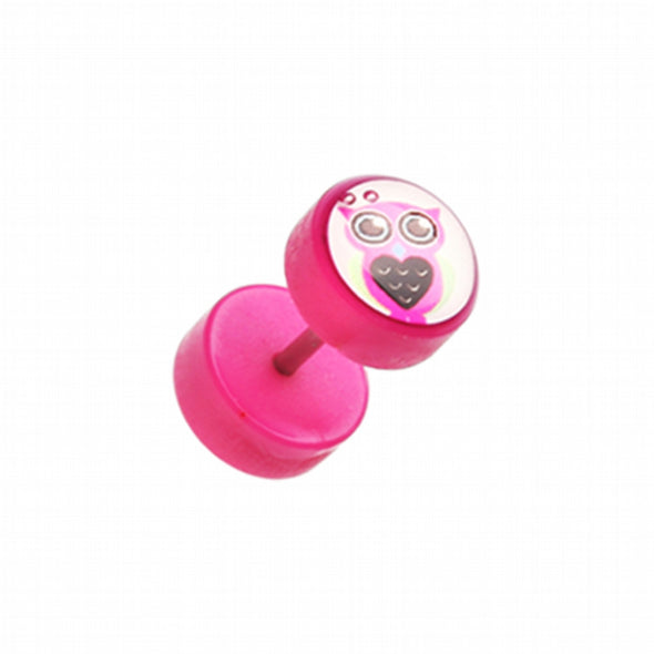 Pink Owl Acrylic Fake Plug-WildKlass Jewelry