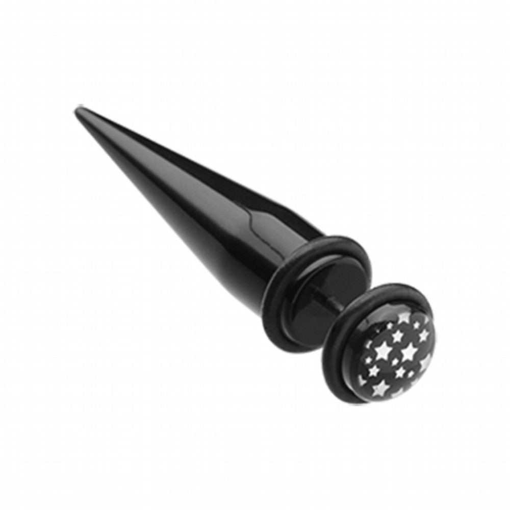 Covet Jewelry Star Print Acrylic Fake Taper With O-Rings