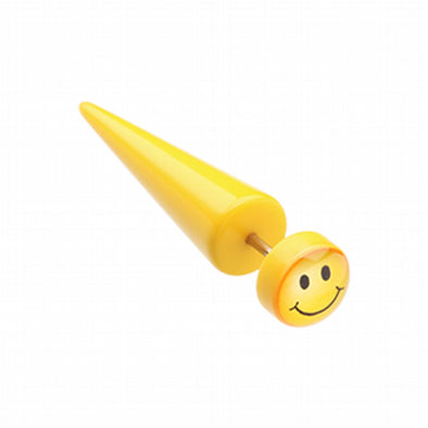 Smiley Yellow Acrylic Fake Taper-WildKlass Jewelry