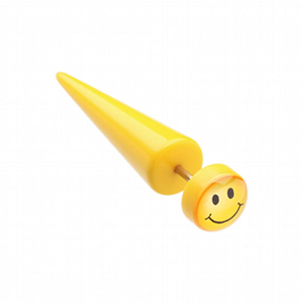 Smiley Yellow Acrylic Fake Taper-WildKlass Jewelry