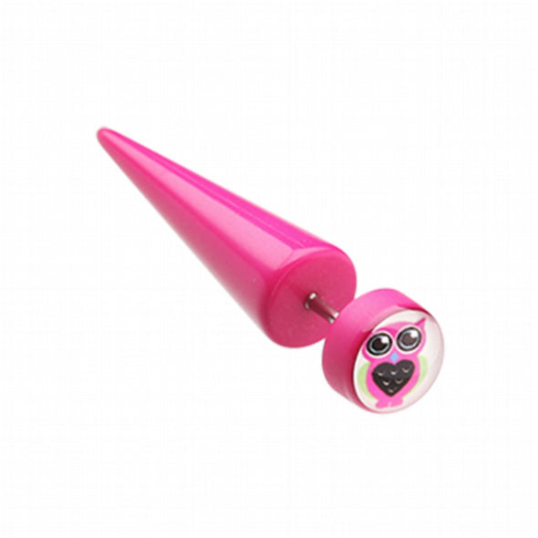 Pink Owl Acrylic Fake Taper-WildKlass Jewelry