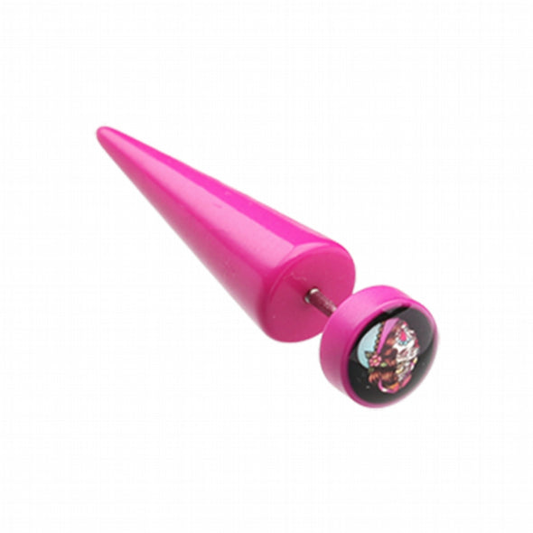 Day of the Day Lady Skull Acrylic Fake Taper-WildKlass Jewelry