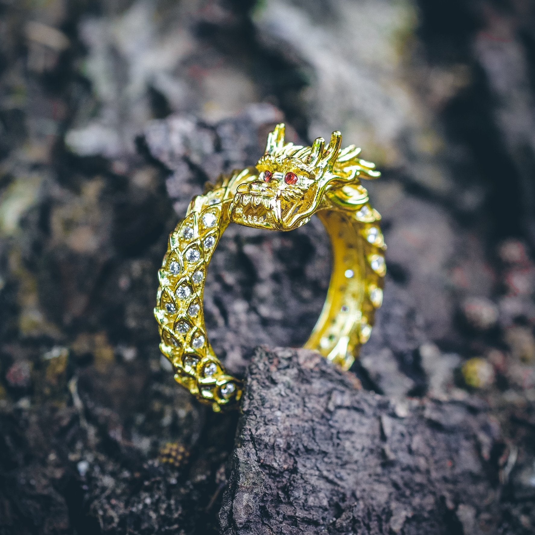 Realistic Dragon Ring in 14K Gold - STUDIOMETALS