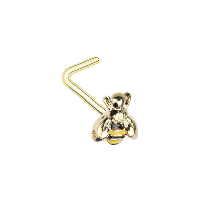 Buzz off Bumble Bee L-Shape Nose Ring-WildKlass Jewelry