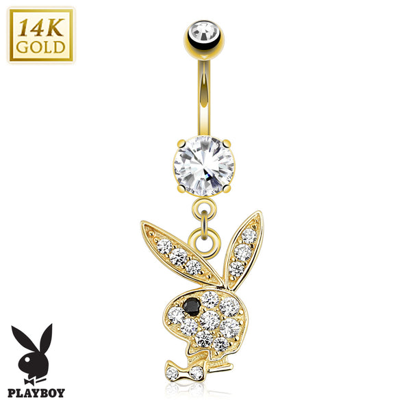 14kt Playboy Bunny Dangle WildKlass Navel Ring-WildKlass Jewelry