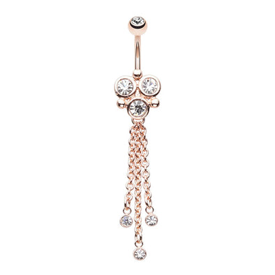 WILDKLASS Rose Gold Crop Circles Chandelier Dangling Belly Button Ring-WildKlass Jewelry