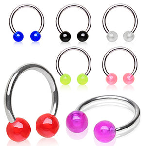 316L Surgical Steel Horseshoes with UV Coated Acrylic Balls-WildKlass Jewelry