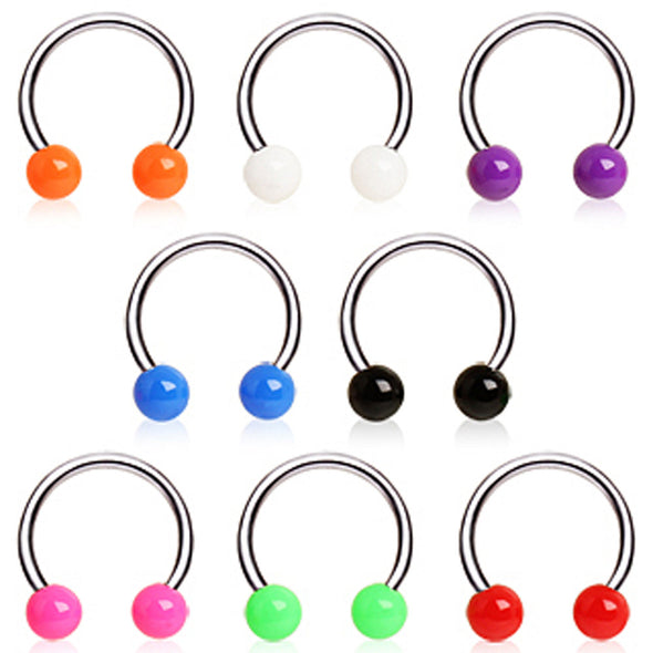 316L Surgical Steel Horseshoe with Solid UV Balls-WildKlass Jewelry