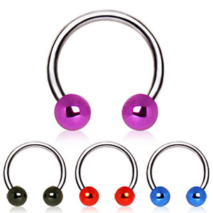 316L Surgical Steel Vacuum-Coated Metallic Acrylic Ball Horseshoe-WildKlass Jewelry