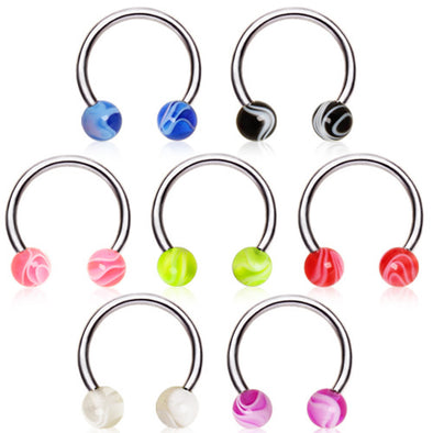 316L Surgical Steel Horseshoe with UV Marble Balls-WildKlass Jewelry