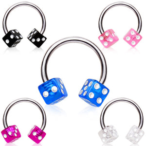 316L Surgical Steel Horseshoe with UV Dice Balls-WildKlass Jewelry