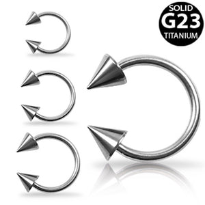 Grade 23 Titanium Horseshoe with Spikes-WildKlass Jewelry