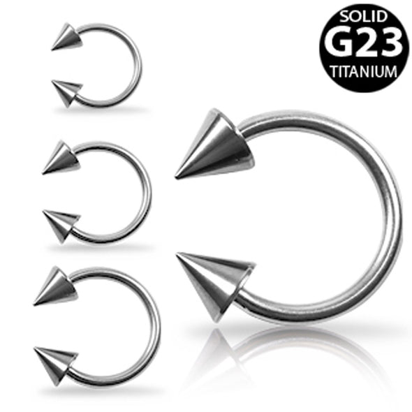 Grade 23 Titanium Horseshoe with Spikes-WildKlass Jewelry