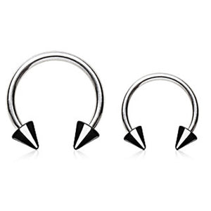 316L Surgical Steel Horseshoe with Black Titanium Anodized Spikes-WildKlass Jewelry