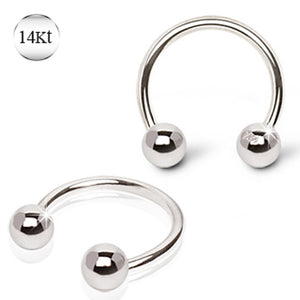 14Kt White Gold Horse Shoes with Ball-WildKlass Jewelry