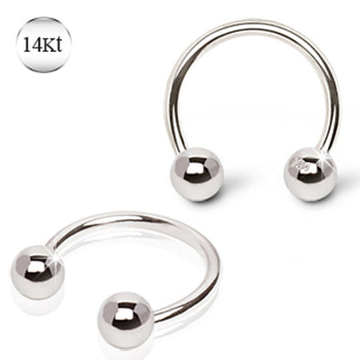 14Kt White Gold Horse Shoes with Ball-WildKlass Jewelry