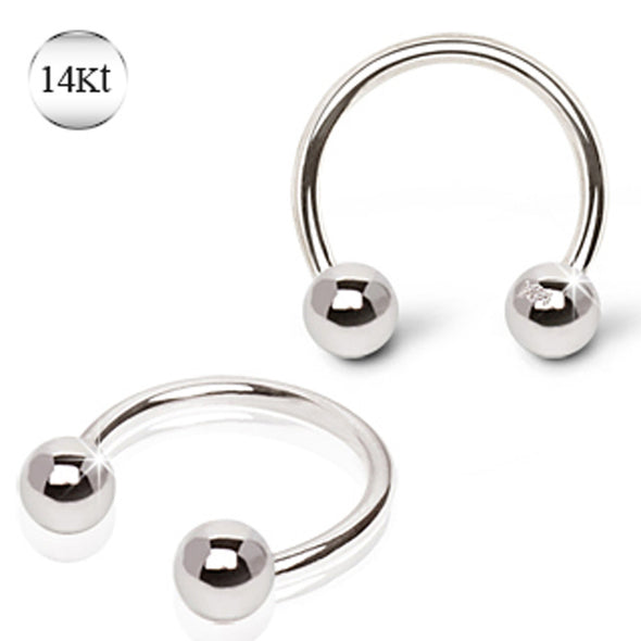 14Kt White Gold Horse Shoes with Ball-WildKlass Jewelry