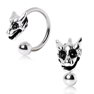 316L Surgical Steel Horseshoe with Dragon Head-WildKlass Jewelry
