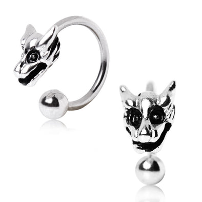 316L Surgical Steel Horseshoe with Dragon Head-WildKlass Jewelry