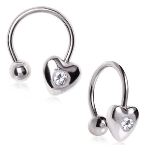 316L Surgical Steel Gemmed Heart Horseshoe-WildKlass Jewelry