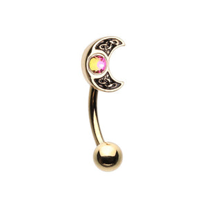Golden Treasure Celtic Moon WidKlass Curved Barbell Eyebrow Ring-WildKlass Jewelry