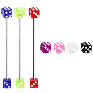 316L Industrial Barbell with UV Acrylic Dice-WildKlass Jewelry