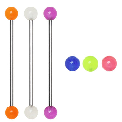 316L Industrial Barbell with Glow in the Dark Balls-WildKlass Jewelry