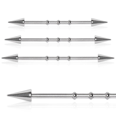 316L Surgical Steel Industrial "Bamboo" Barbell with Spikes-WildKlass Jewelry
