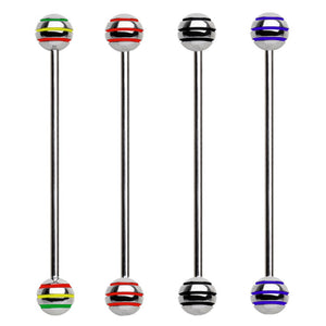 316L Surgical Steel Industrial Barbell with Three Striped Balls-WildKlass Jewelry