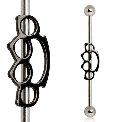 316L Surgical Steel Industrial Barbell with Lightning-WildKlass Jewelry