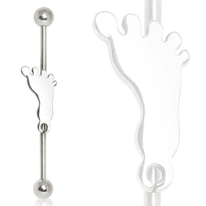 316L Surgical Steel Industrial Barbell with Footprint.-WildKlass Jewelry