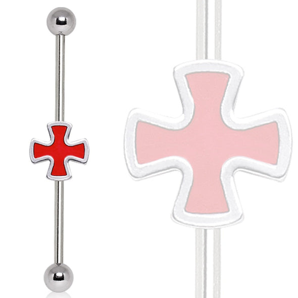 316L Surgical Steel Celtic Cross Industrial Barbell-WildKlass Jewelry