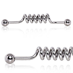 316L Surgical Steel Coiled Industrial Barbell-WildKlass Jewelry