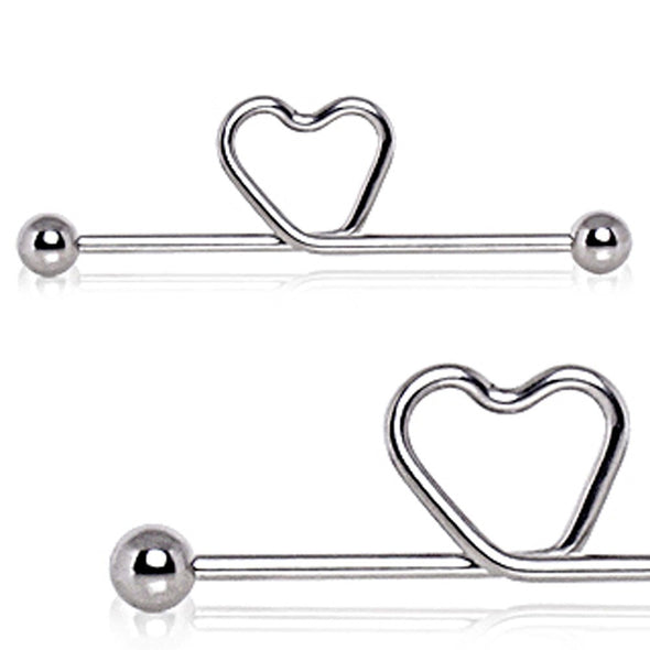 316L Surgical Steel Heart Industrial Barbell-WildKlass Jewelry
