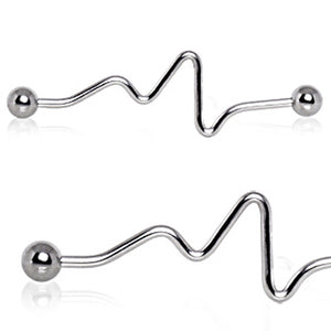 316L Surgical Steel Wave Industrial Barbell-WildKlass Jewelry