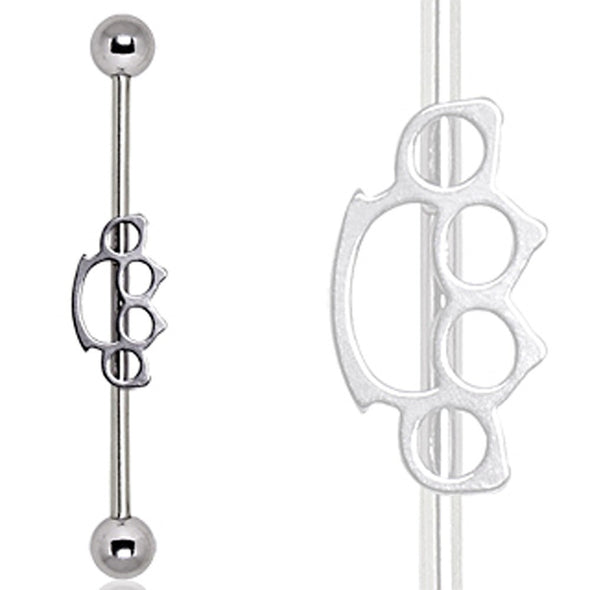 316L Surgical Steel Brass Knuckle Industrial Barbell-WildKlass Jewelry