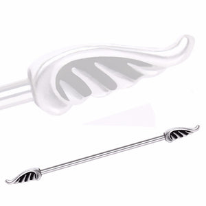 316L Surgical Steel Industrial Barbell with Wings-WildKlass Jewelry