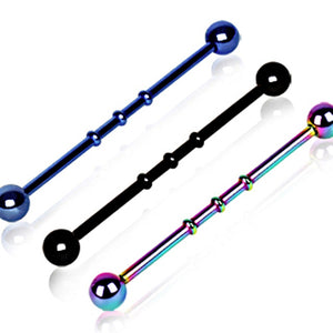 PVD Plated 316L Surgical Steel Industrial "Bamboo" Barbell-WildKlass Jewelry
