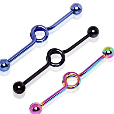 PVD Plated Loop Industrial Barbell-WildKlass Jewelry