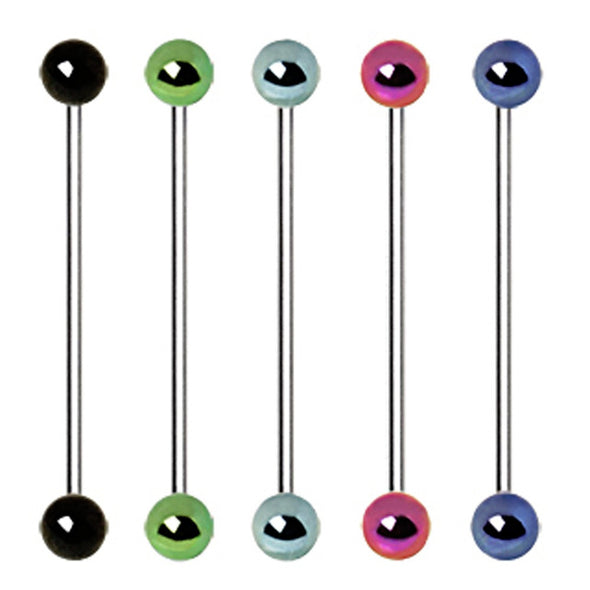 316L Industrial Barbell with PVD Plated Balls-WildKlass Jewelry