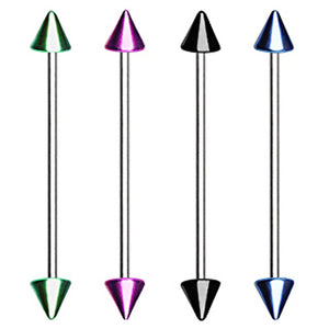 316L Industrial Barbell with PVD Plated Spikes-WildKlass Jewelry